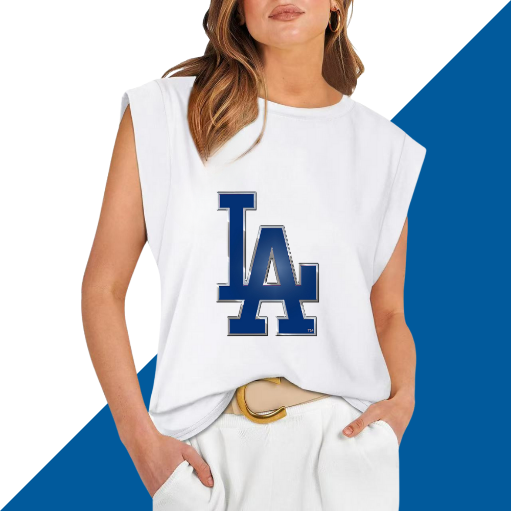 Casual Printed Sleeveless T-Shirt-Los Angeles Dodgers - Baseswear