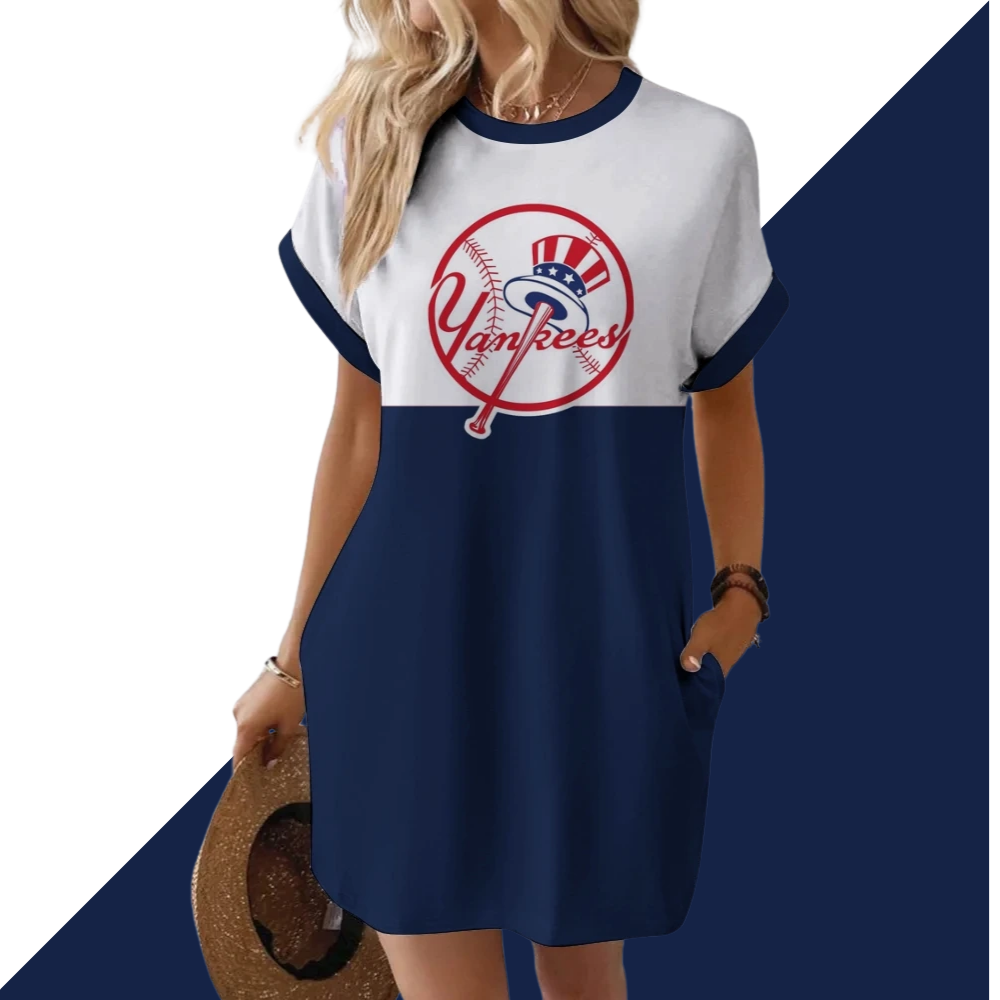 Yankees Hidden Pocket Short Sleeve Tee Dress - Baseswear