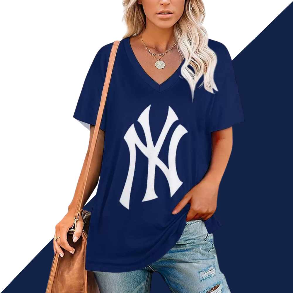 V-Neck Printed Short Sleeve T-Shirt - Baseswear