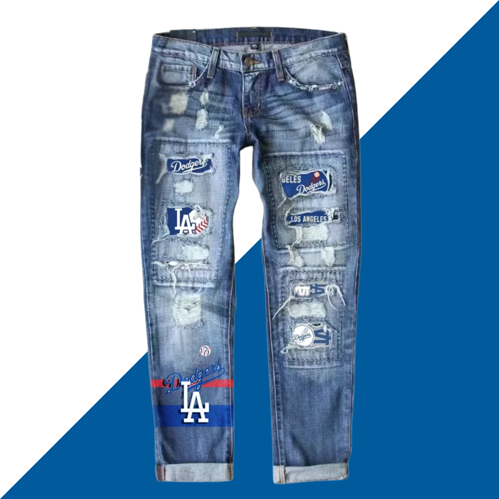 STRETCH RIPPED FRAYED RAW HEM DISTRESSED DENIM JEANS WITH HOLE - Baseswear