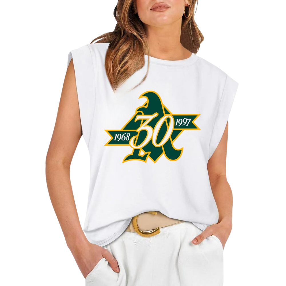 Casual Printed Sleeveless T-Shirt-Athletics - Baseswear