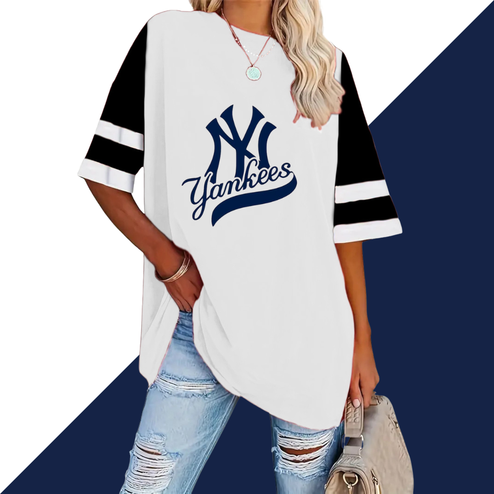 Striped Sleeve V-Neck Casual Loose Sweatshirt - Baseswear