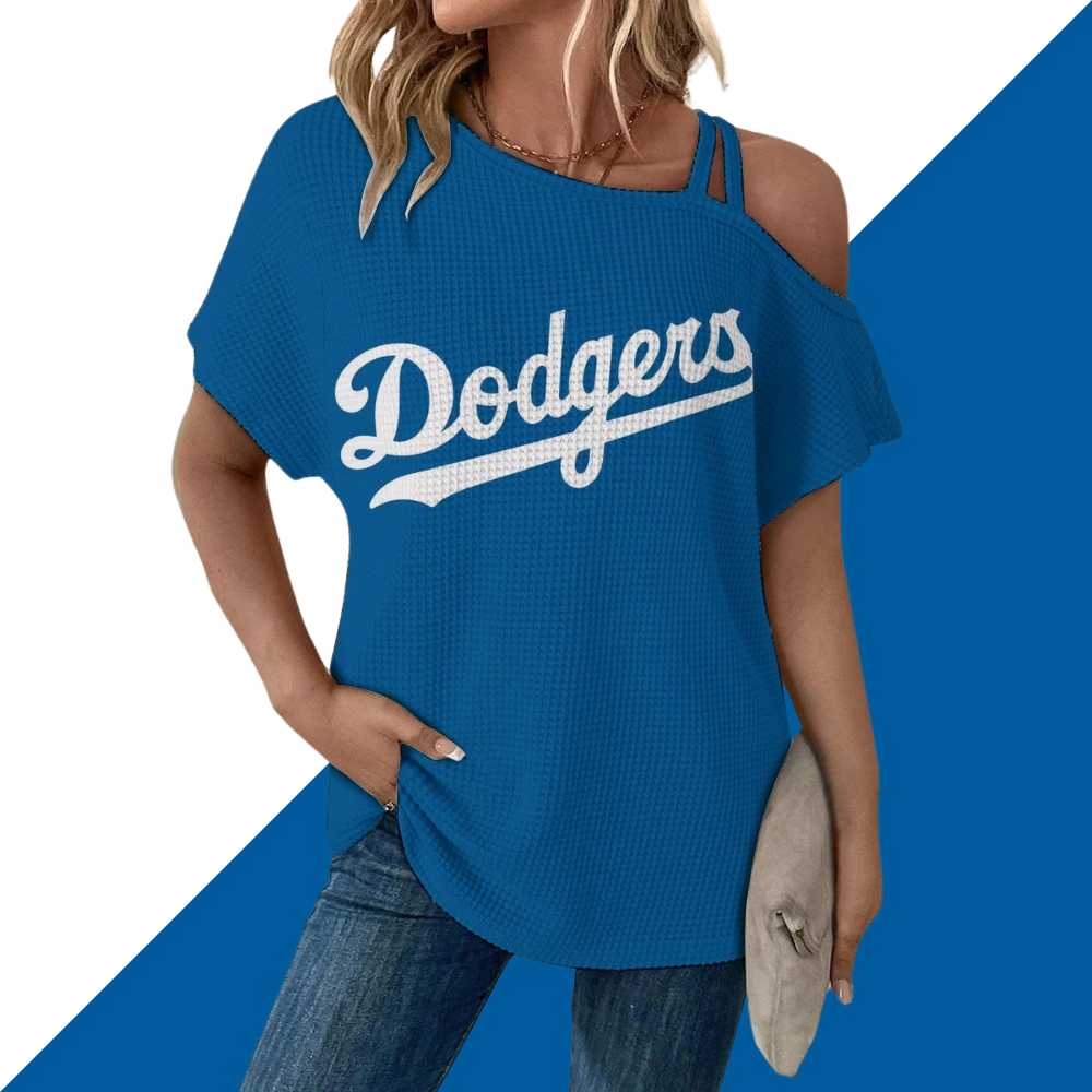 Simple V-Neck Short Sleeve T-Shirt-Los Angeles Dodgers - Baseswear