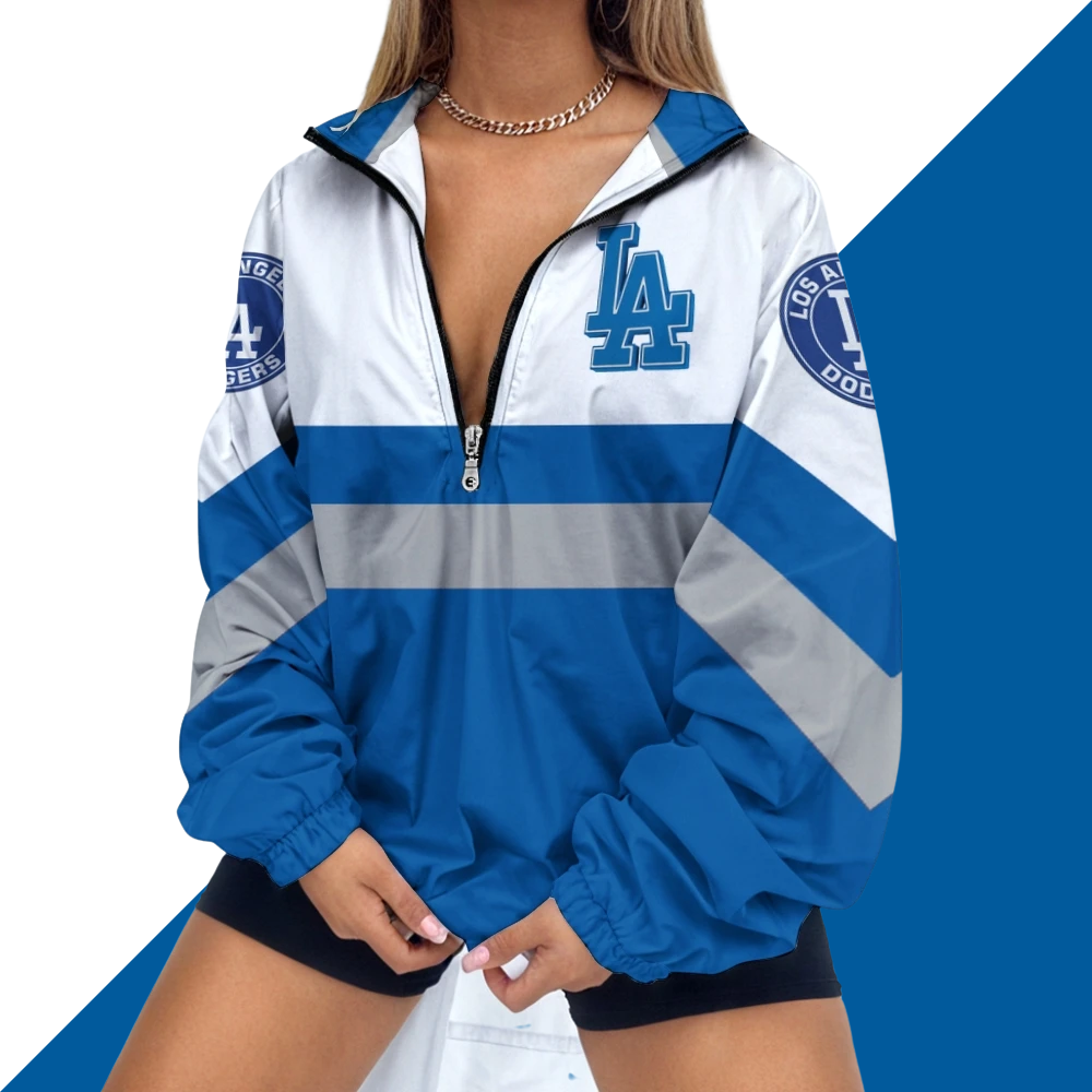 Women's Baseball Print V Neck Zipper Sweatshirt Jacket - Baseswear