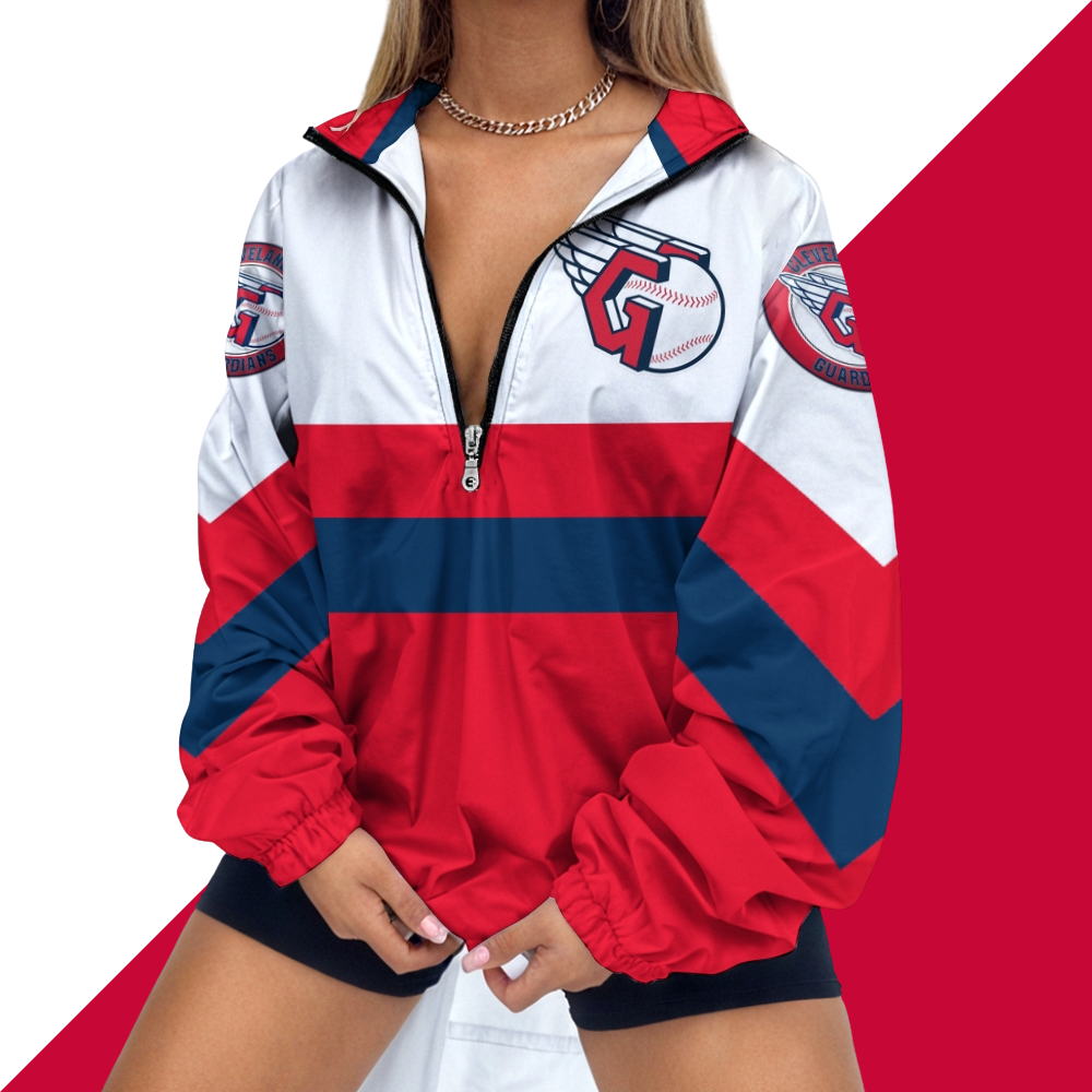 Women's Baseball Print V Neck Zipper Sweatshirt Jacket - Baseswear