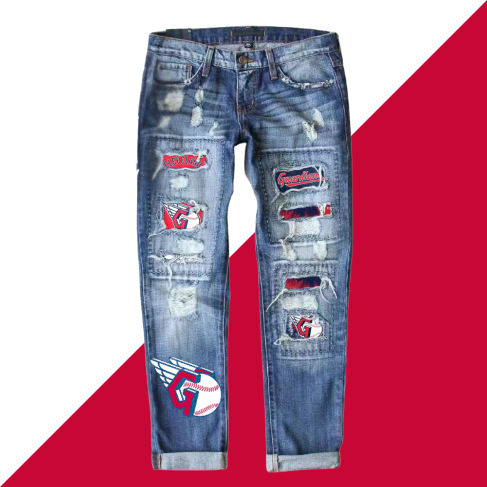STRETCH RIPPED FRAYED RAW HEM DISTRESSED DENIM JEANS WITH HOLE - Baseswear
