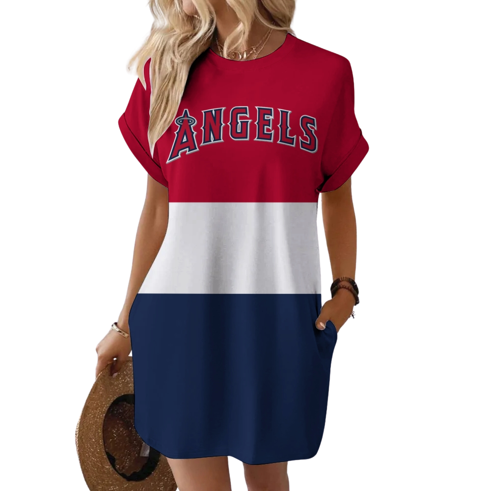Angels Hidden Pocket Short Sleeve Tee Dress - Baseswear