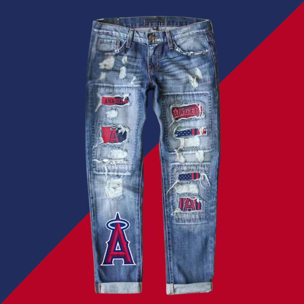 STRETCH RIPPED FRAYED RAW HEM DISTRESSED DENIM JEANS WITH HOLE - Baseswear