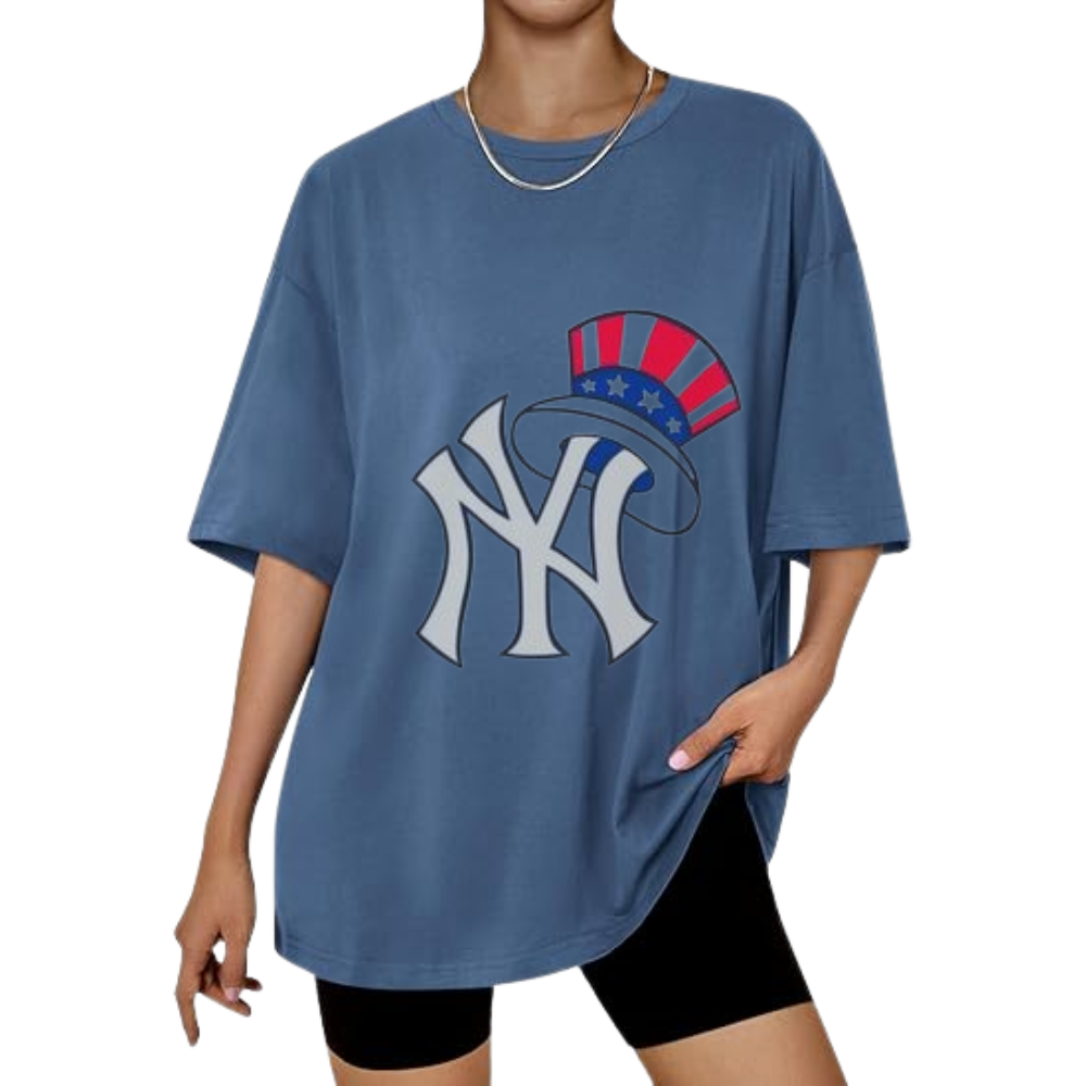 Casual Loose Fit Short Sleeve T-Shirt -New York Yankees - Baseswear