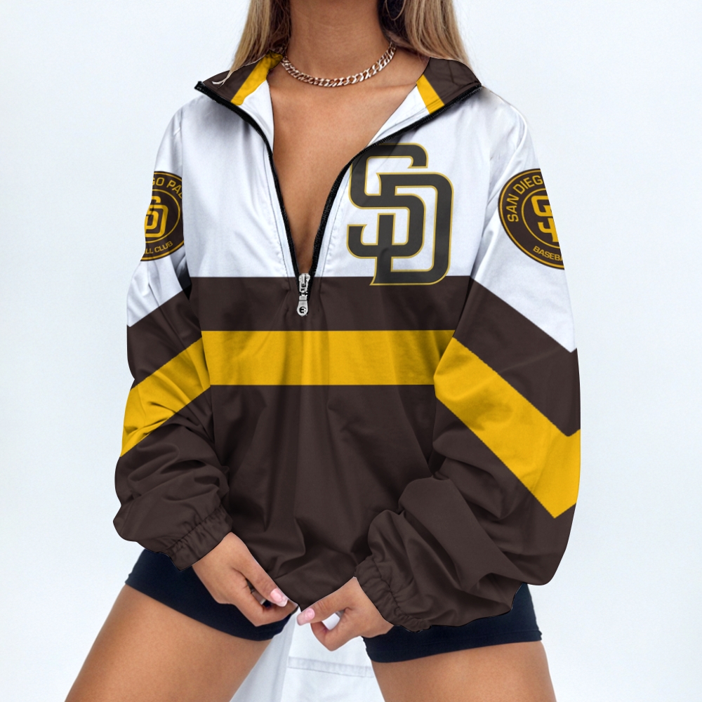 Women's Baseball Print V Neck Zipper Sweatshirt Jacket - Baseswear