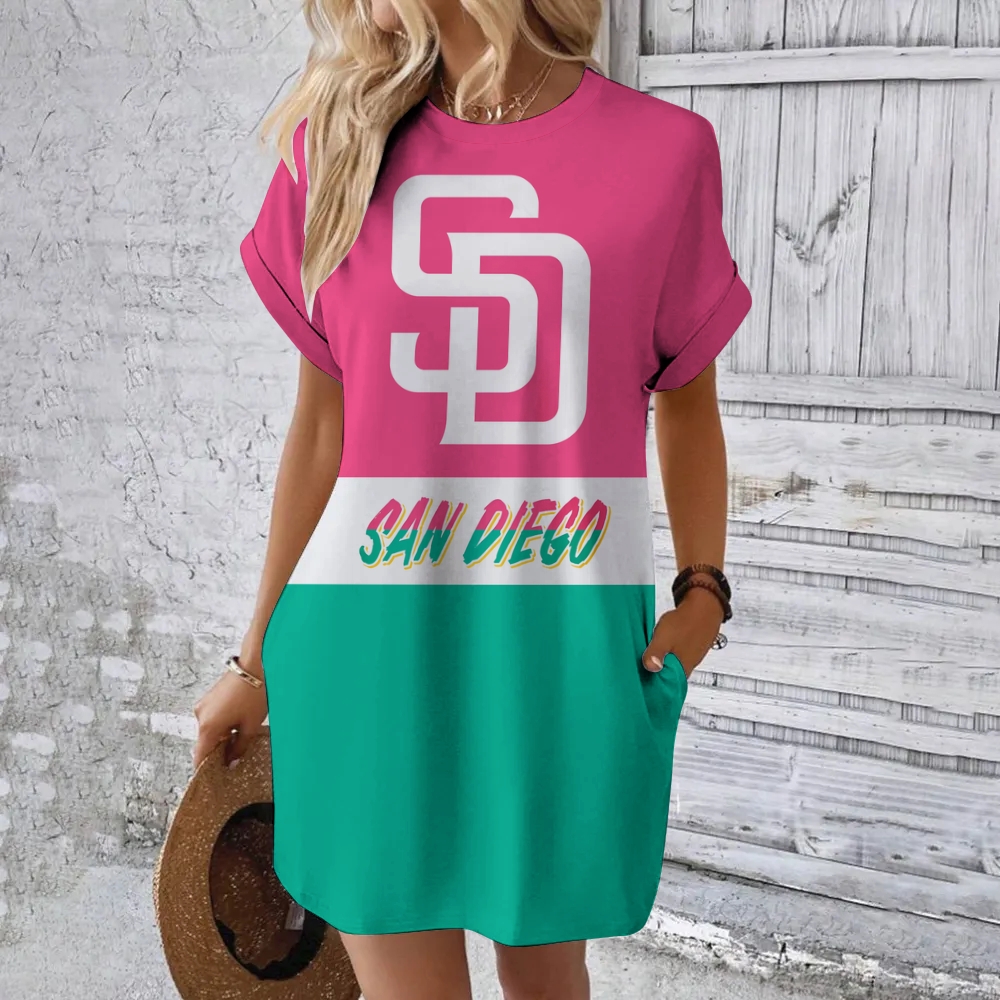 San Diego Padres Hidden Pocket Short Sleeve Tee Dress - Baseswear