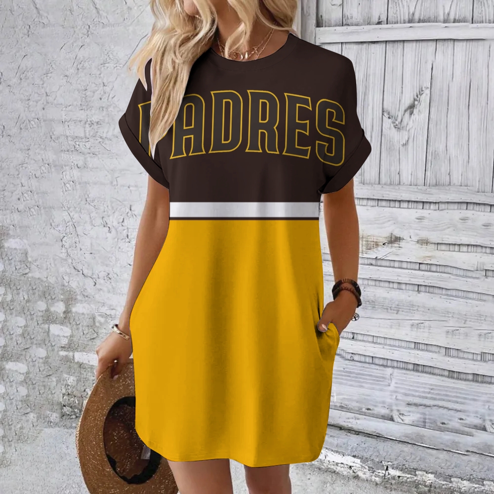 San Diego Padres Hidden Pocket Short Sleeve Tee Dress - Baseswear