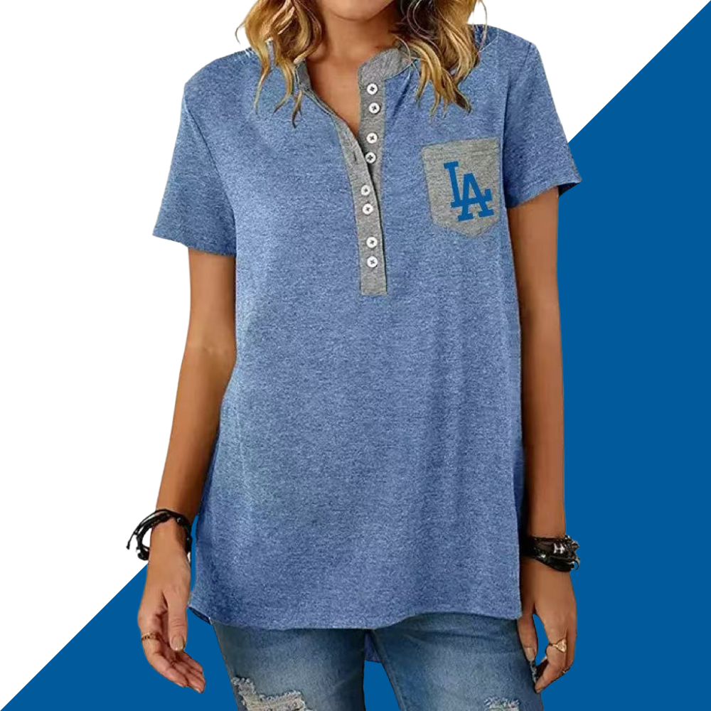 New Casual Pocket Stitching Loose Short Sleeve T Shirt Women - Baseswear