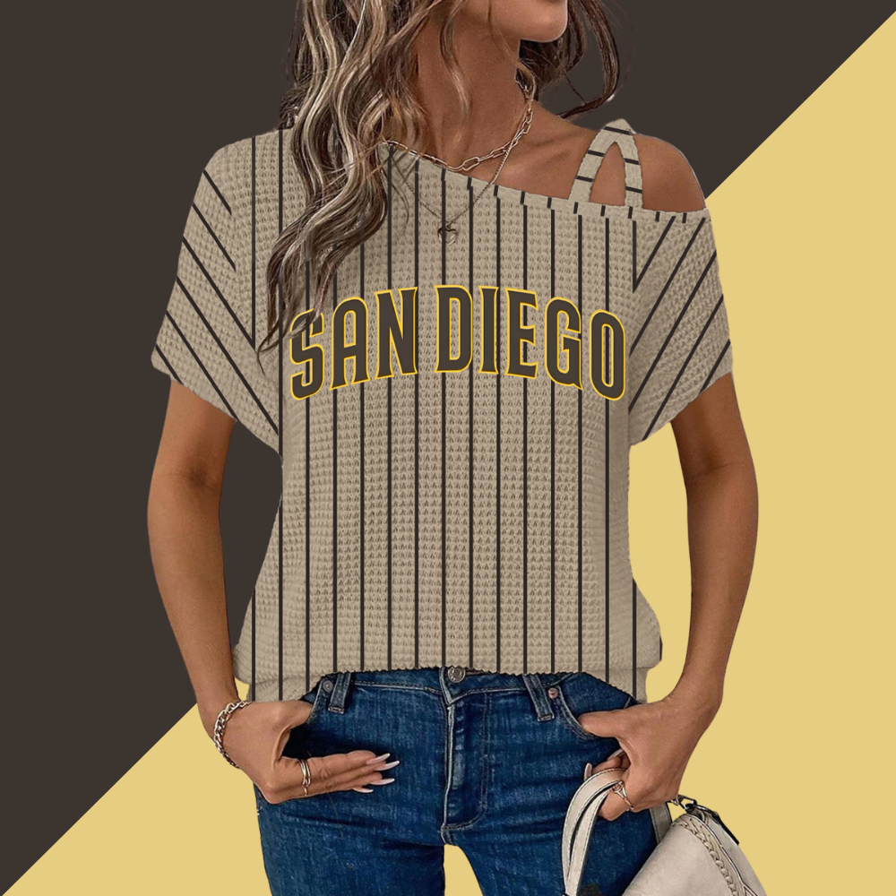 San Diego Padres Brown Asymmetrical Neck Short Sleeve T-Shirt - Baseswear