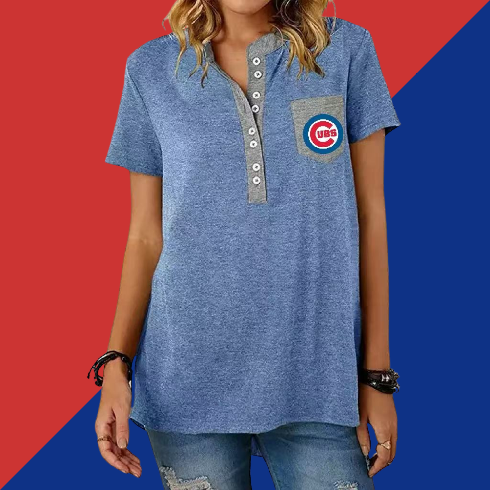 New Casual Pocket Stitching Loose Short Sleeve T Shirt Women - Baseswear