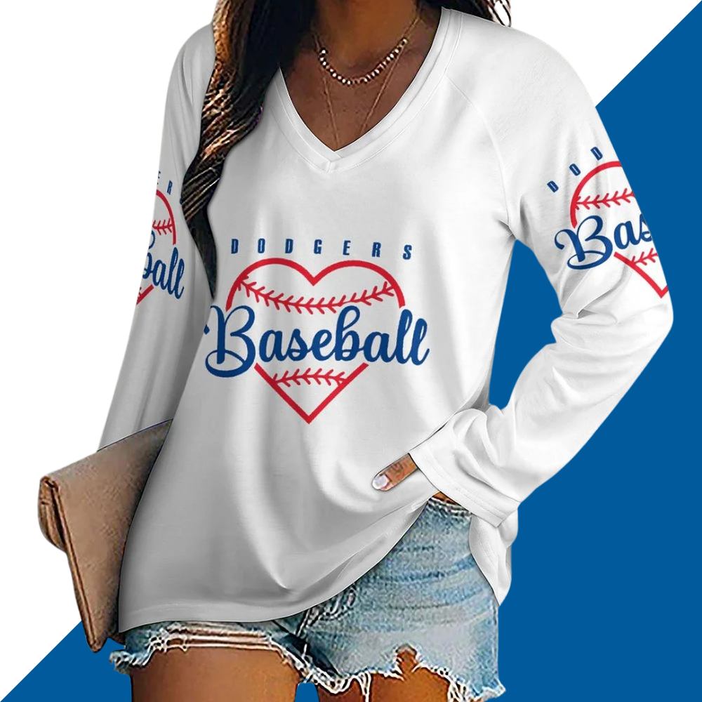 V-neck Patchwork Casual Printed T-shirt for Women - Baseswear