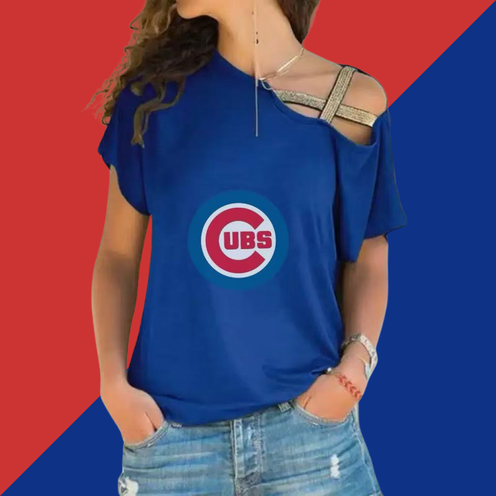Casual Oblique Shoulder Cross Irregular Short Sleeve T-Shirt Women's - Baseswear