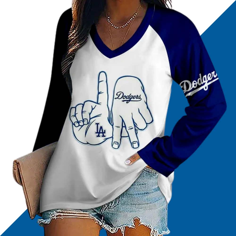 V-neck Patchwork Casual Printed T-shirt for Women - Baseswear