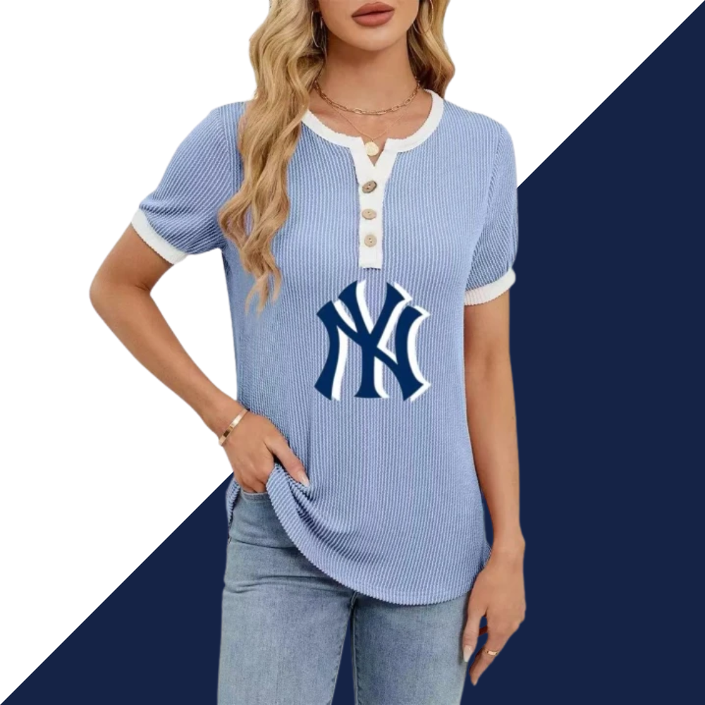 Waffle V-Neck Short Sleeve Solid Color T-Shirt Top - Baseswear
