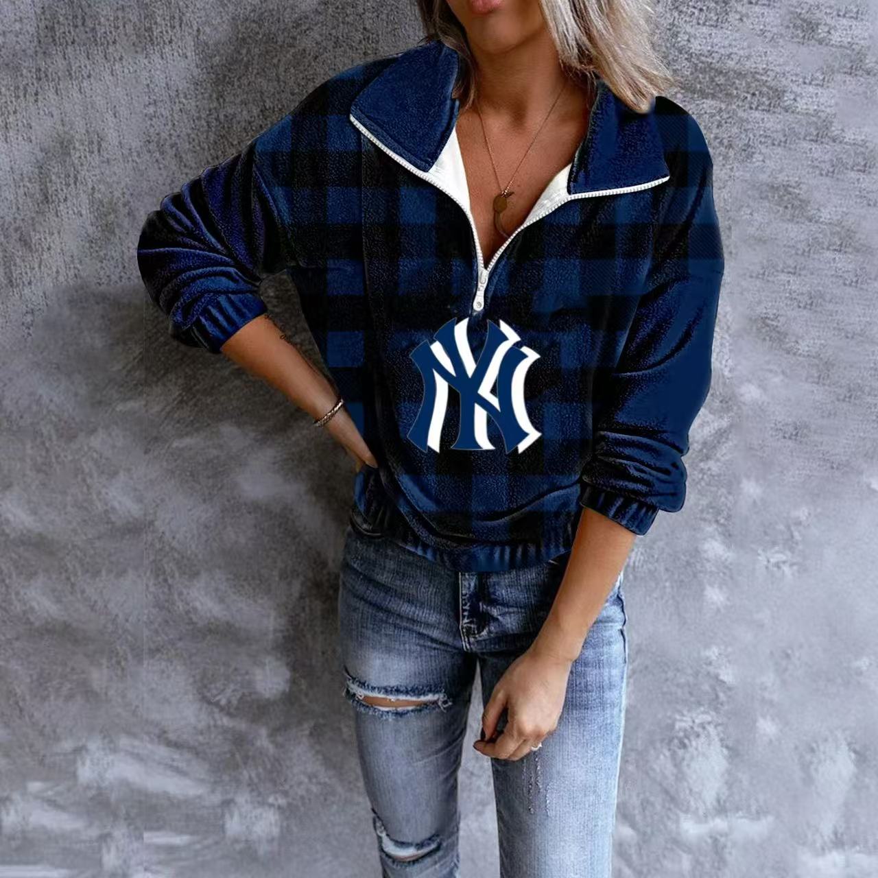 Unisex Plaid Quarter Zip Sweatshirt - Baseswear