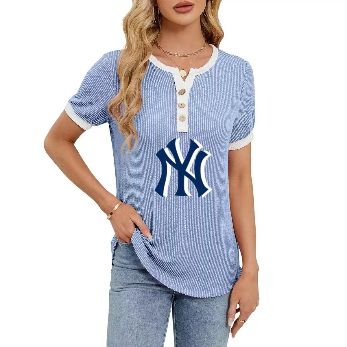Waffle V-Neck Short Sleeve Solid Color T-Shirt Top - Baseswear