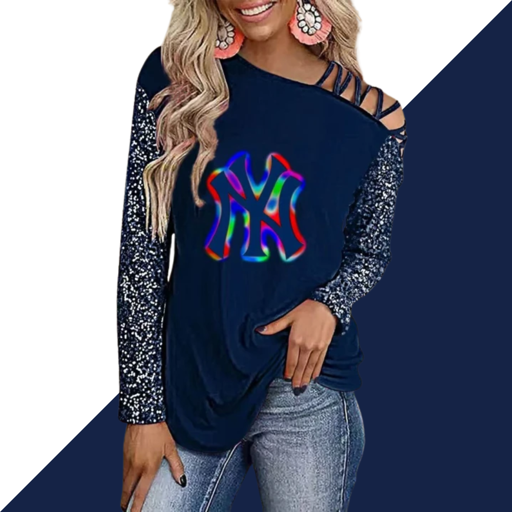 Color-Blocked Criss-Cross One Shoulder Blouse - Baseswear