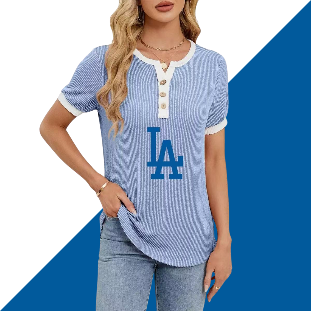 Waffle V-Neck Short Sleeve Solid Color T-Shirt Top - Baseswear