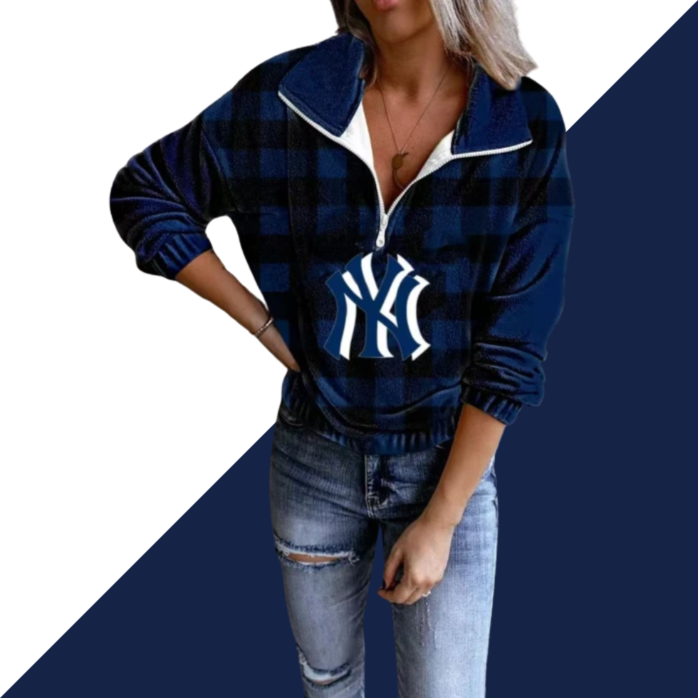 Unisex Plaid Quarter Zip Sweatshirt - Baseswear