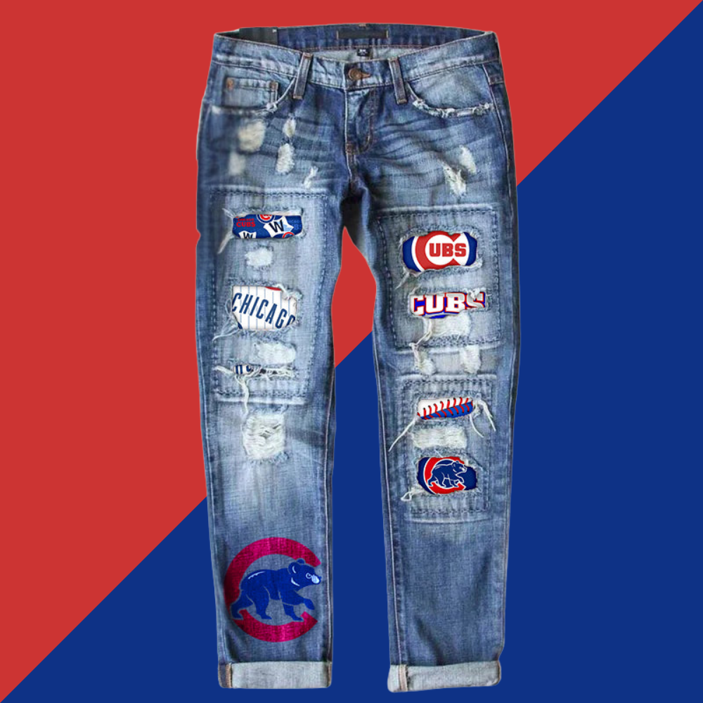 casual fashion perforated printed jeans - Baseswear