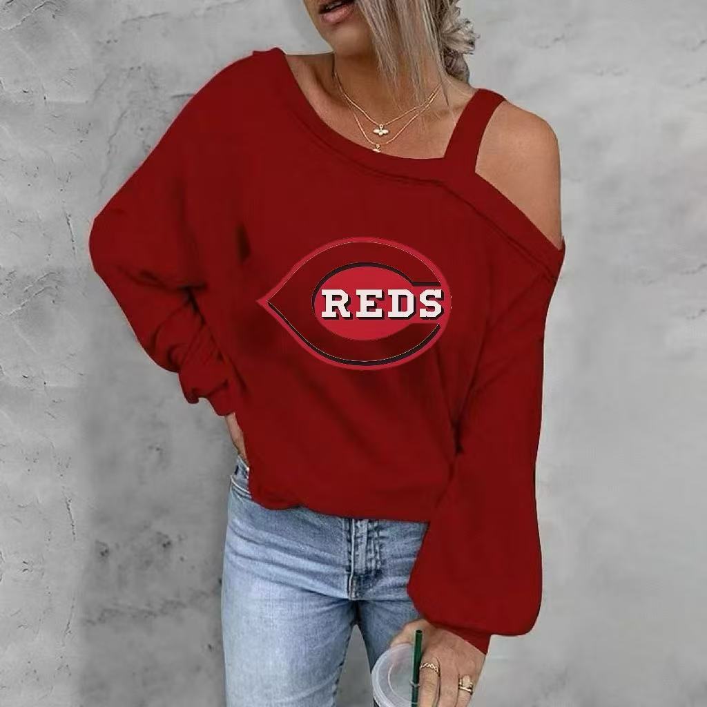 ASYMMETRICAL NECK SHIFT CASUAL LONG SLEEVE TOP - Baseswear