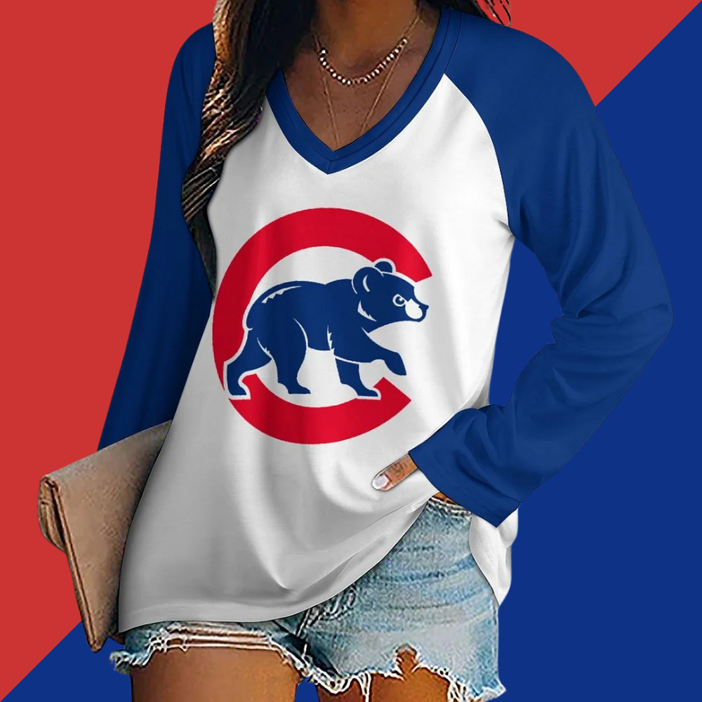 V-neck Patchwork Casual Printed T-shirt for Women - Baseswear