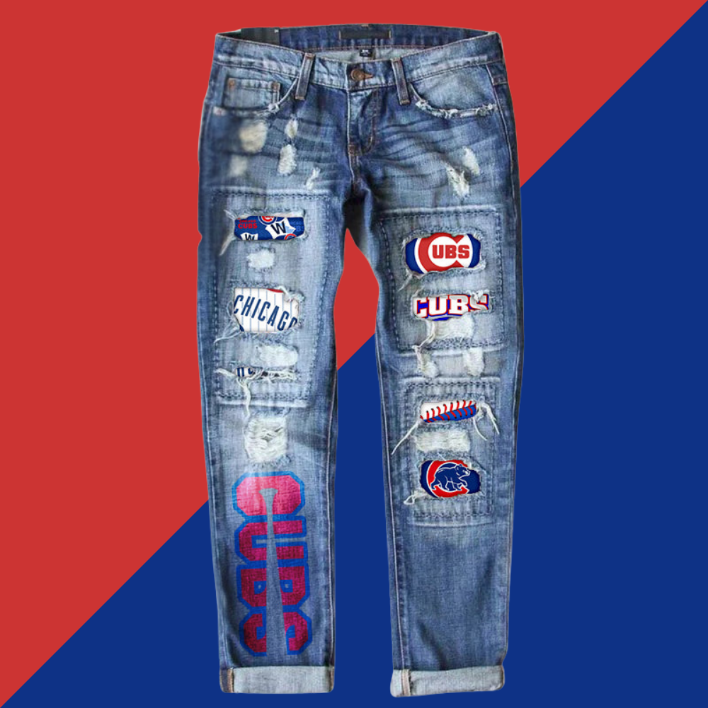 casual fashion perforated printed jeans - Baseswear