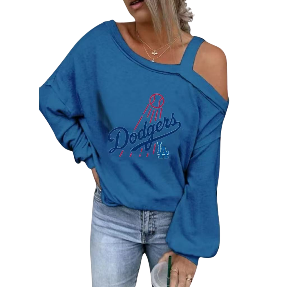 ASYMMETRICAL NECK SHIFT CASUAL LONG SLEEVE TOP - Baseswear