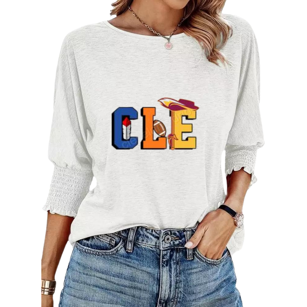 Summer new fashion cuffs wrinkled loose round collar - Baseswear