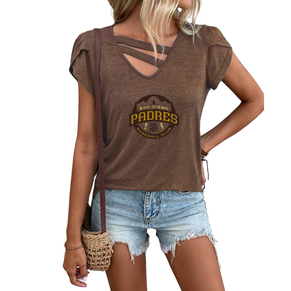 V-neck t-shirt with petal sleeves - Baseswear