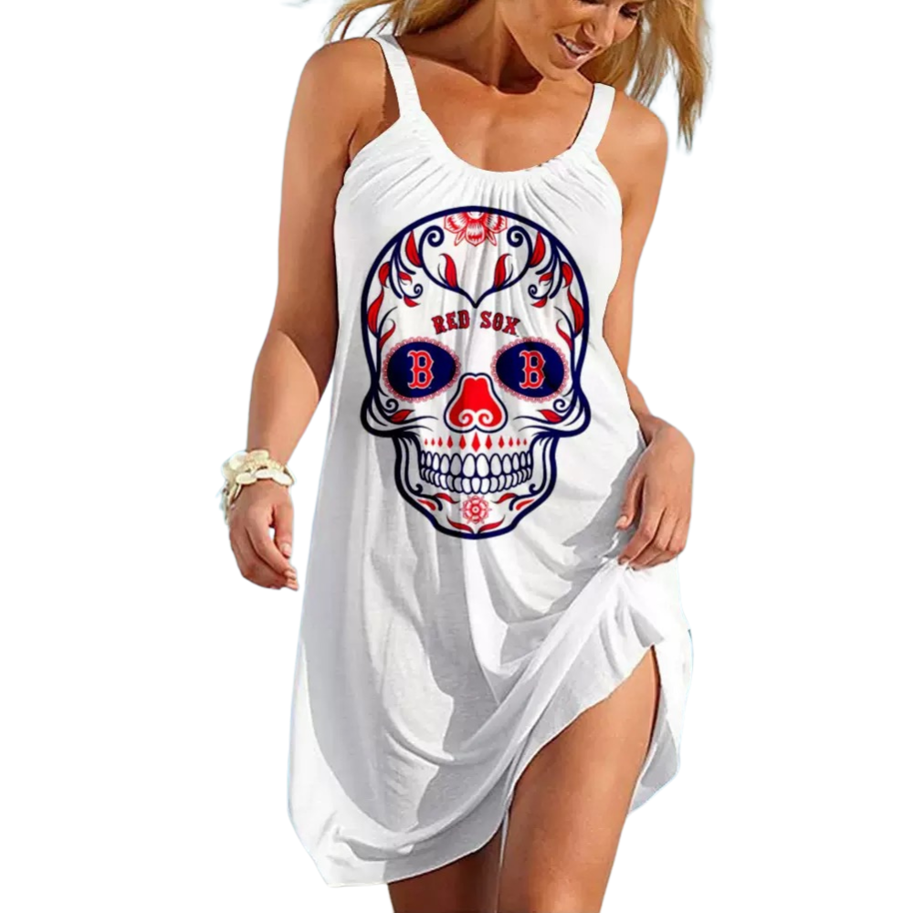 Boston Red Sox Round neck sleeveless printed dress - Baseswear