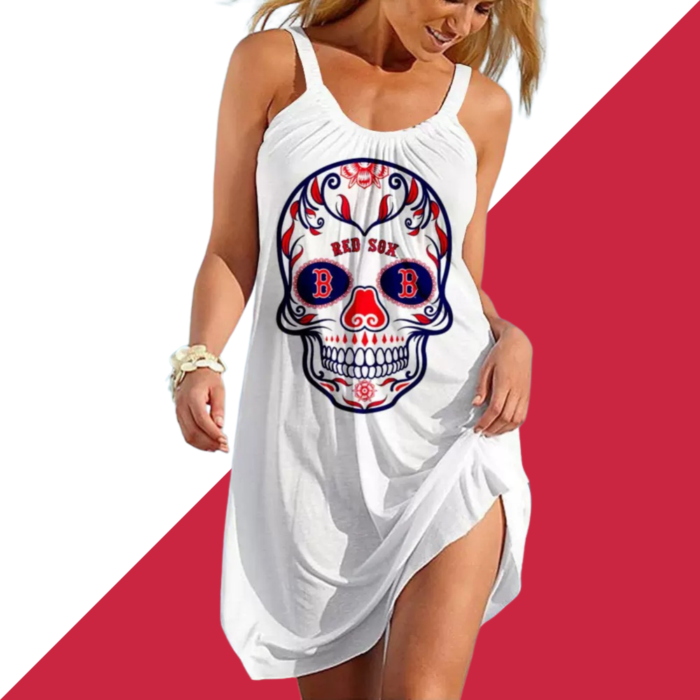 Boston Red Sox Round neck sleeveless printed dress - Baseswear