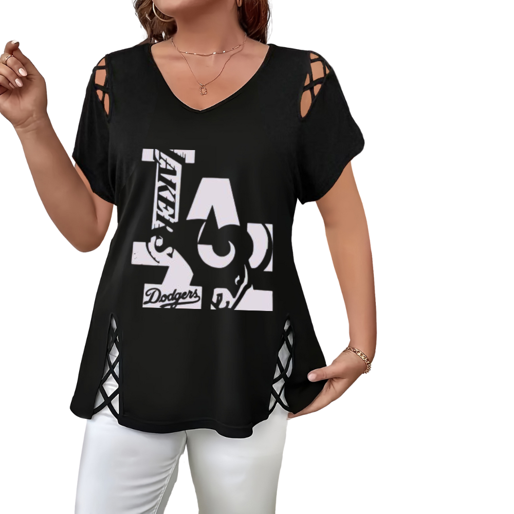 Summer Hollow Printed Short Sleeve T-Shirt - Baseswear