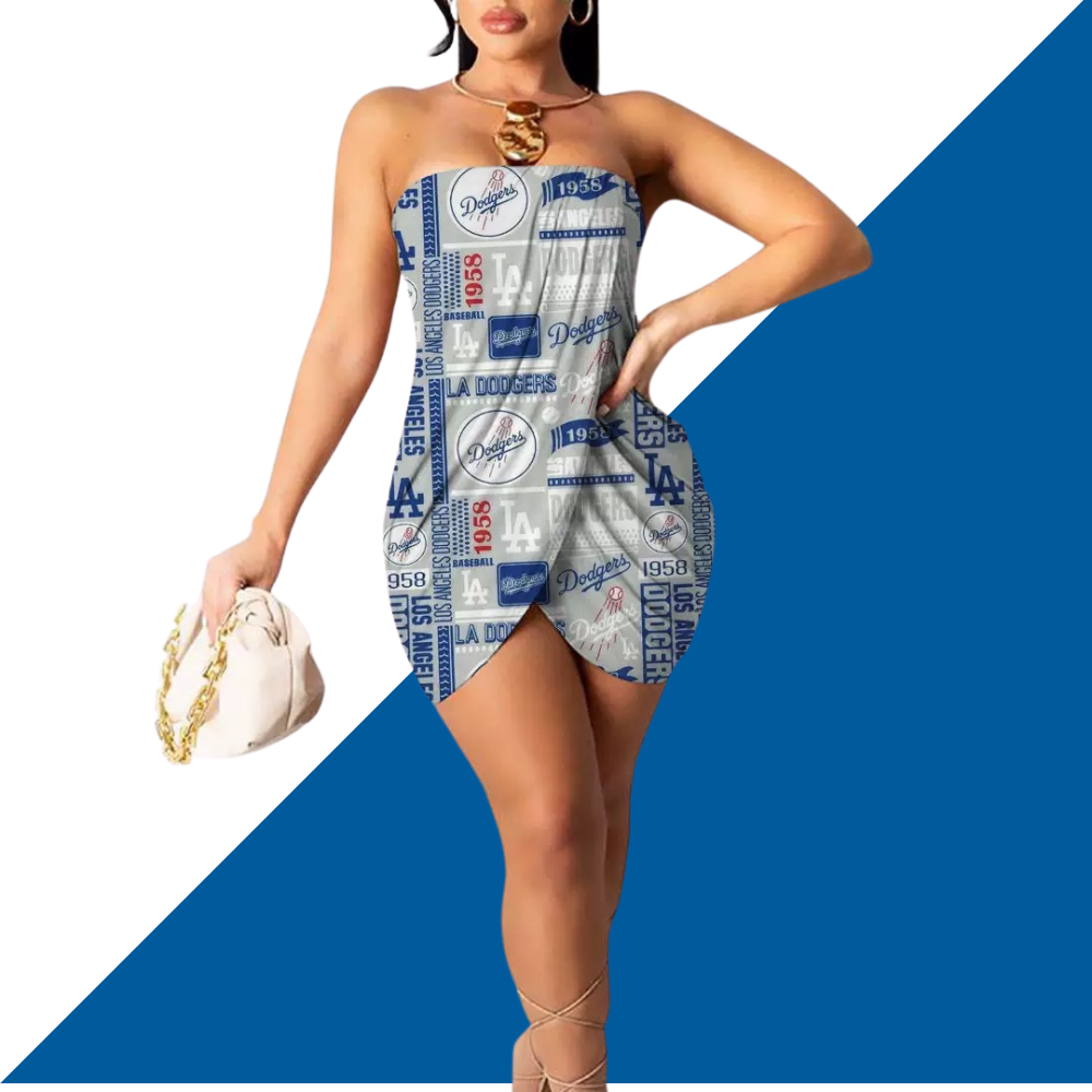 Urban Digital Print Casual Strapless Wrap Hip Dress - Baseswear