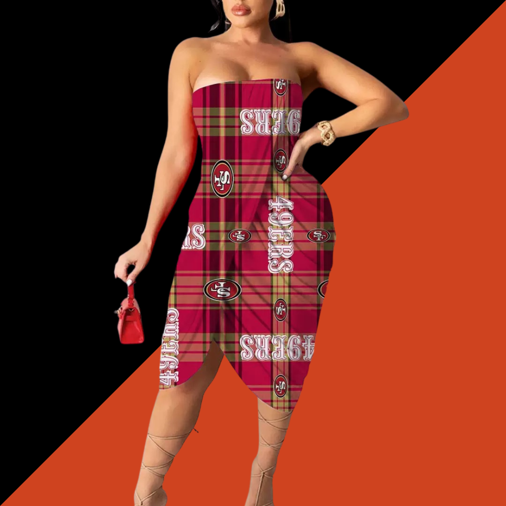 Urban Digital Print Casual Strapless Wrap Hip Dress - Baseswear