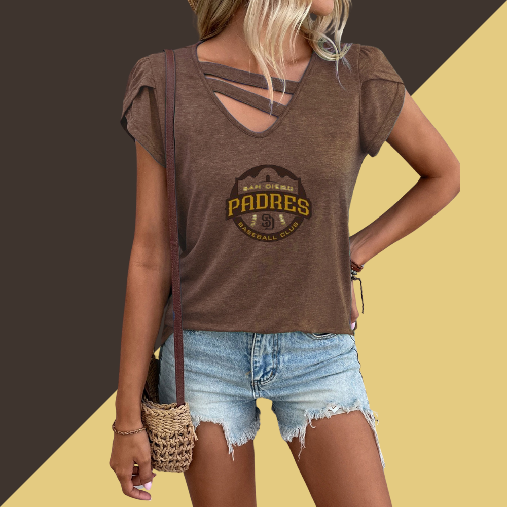 V-neck t-shirt with petal sleeves - Baseswear