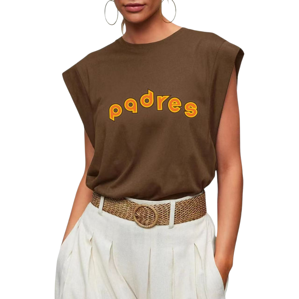 Casual Printed Sleeveless T-Shirt-San Diego Padres - Baseswear