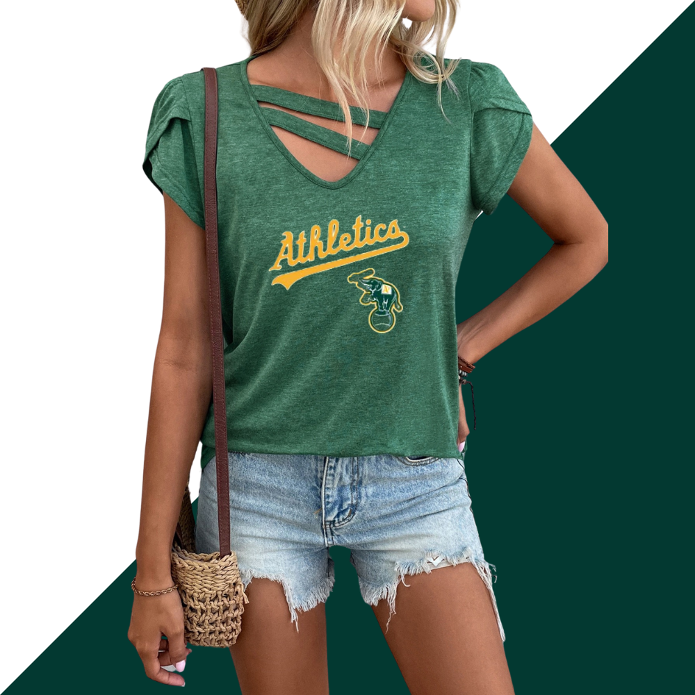 V-neck t-shirt with petal sleeves - Baseswear