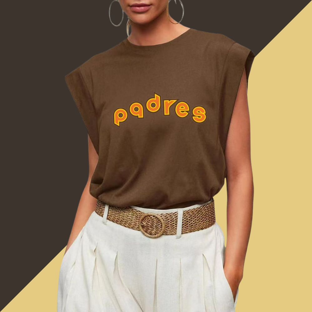 Casual Printed Sleeveless T-Shirt-San Diego Padres - Baseswear