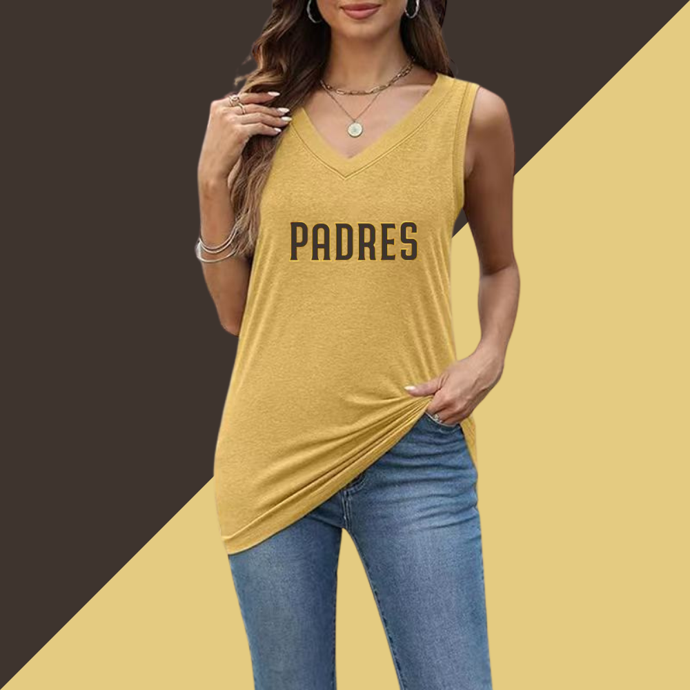 Simple V-Neck Sleeveless Tank Top-San Diego Padres - Baseswear