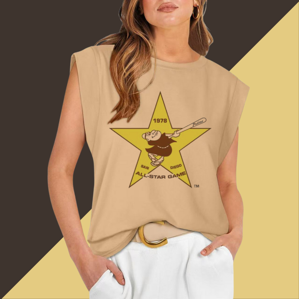 Casual Printed Sleeveless T-Shirt-San Diego Padres - Baseswear