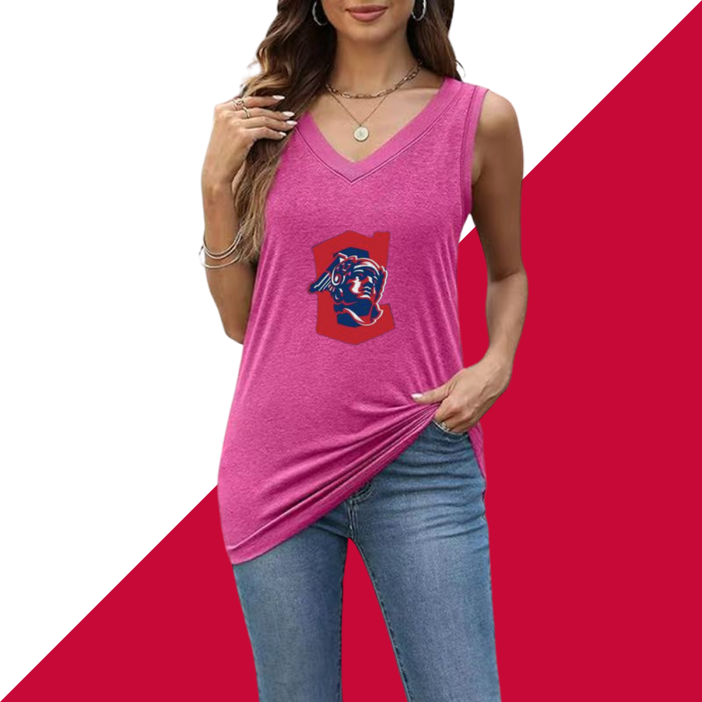 Simple V-Neck Sleeveless Tank Top-Cleveland Guardians - Baseswear