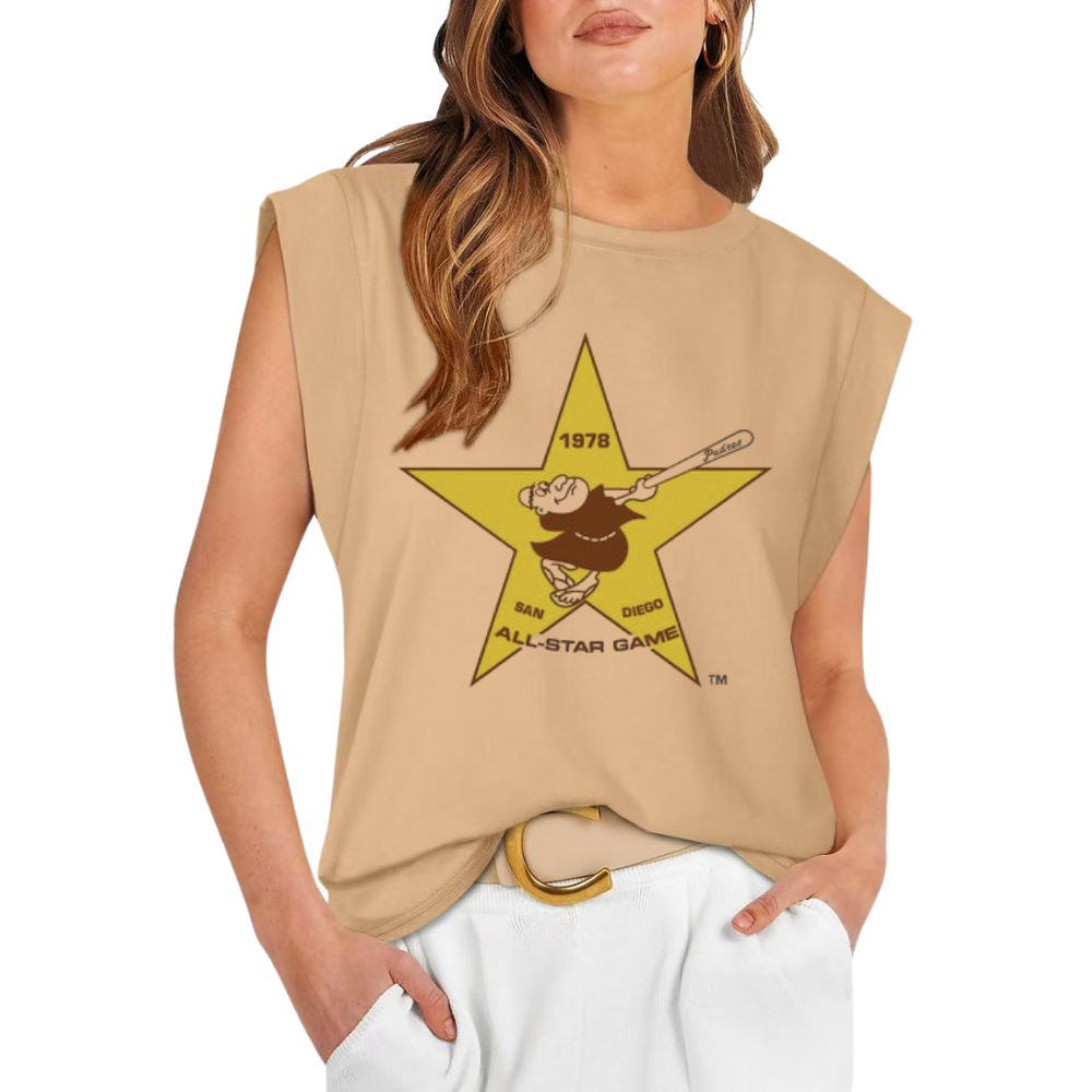 Casual Printed Sleeveless T-Shirt-San Diego Padres - Baseswear