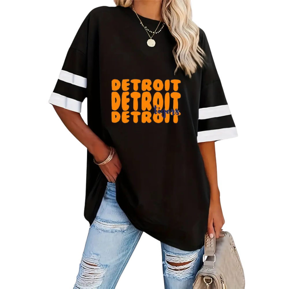 Striped Sleeve Casual Loose Sweatshirt - Baseswear
