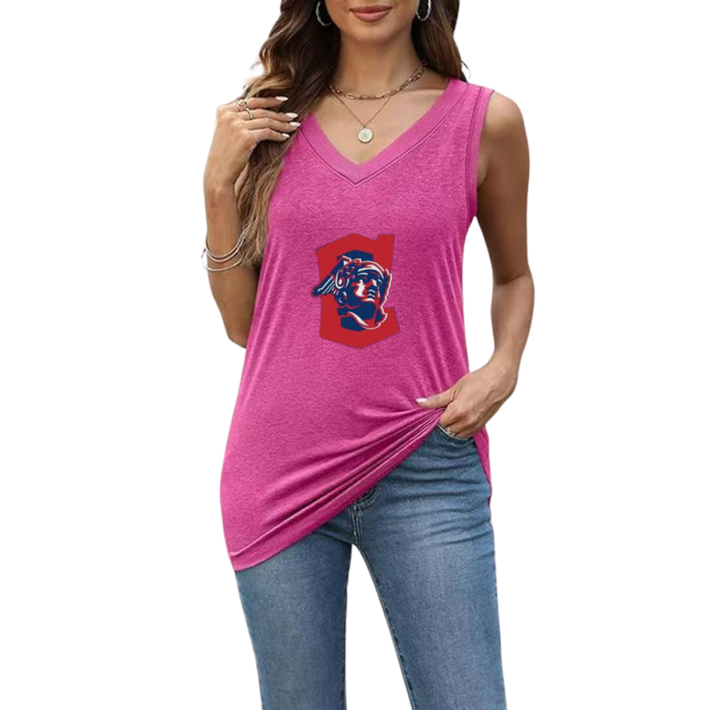 Simple V-Neck Sleeveless Tank Top-Cleveland Guardians - Baseswear